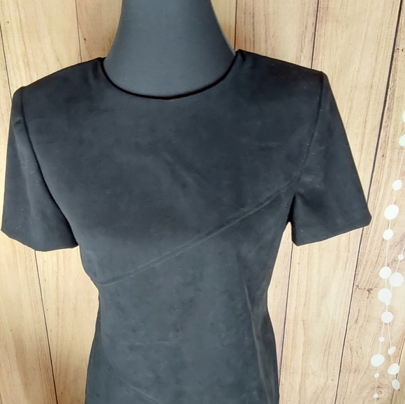 Jessica Howard Black Back Zipper Short Sleeve Round Neck Career - Picture 4 of 13